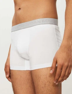 HANRO Pack Of Two Cotton Essentials Stretch-cotton Trunks -Outlet Daily Tops Store 102 1000262 73078 WHITEGREY ALT03