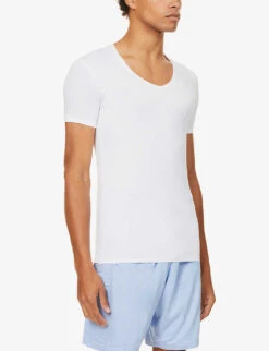 Jack V-neck Cotton T-shirt -Outlet Daily Tops Store 102 89001966 8025JACK001WHI WHITE ALT02