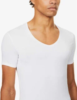 Jack V-neck Cotton T-shirt -Outlet Daily Tops Store 102 89001966 8025JACK001WHI WHITE ALT04