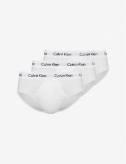 Calvin Klein Pack Of Three Cotton Stretch Regular-fit Stretch-cotton Briefs