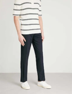 Sandro Slim-fit Tapered Stretch-wool Trousers -Outlet Daily Tops Store 74 10081 SHPPA00263 NAVYBLUE ALT03