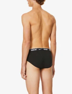 Nike Everyday Stretch-cotton Jersey Briefs Pack Of Three -Outlet Daily Tops Store R03652206 BLACK ALT02