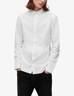 AllSaints Lovell Slim-fit Cotton Shirt 9 AllSaints Lovell Slim-fit Cotton Shirt -Outlet Daily Tops Store R03675585 WHITE ALT02