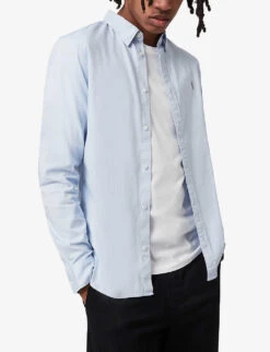 AllSaints Hawthorne Slim-fit Stretch-cotton Shirt -Outlet Daily Tops Store R03685129 LIGHTBLUE ALT03