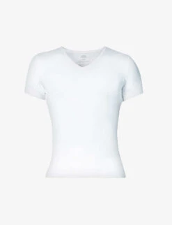 Spanx Sculpt V-neck Stretch-cotton T-shirt