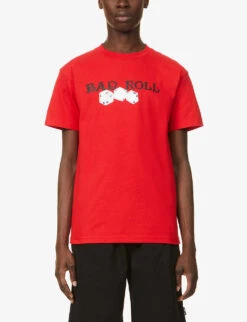 Rolling Dice Graphic-print Cotton-jersey T-shirt -Outlet Daily Tops Store R03752932 RED ALT02