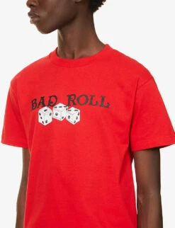 Rolling Dice Graphic-print Cotton-jersey T-shirt -Outlet Daily Tops Store R03752932 RED ALT04