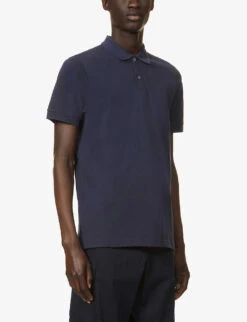 Sunspel Short-sleeved Cotton- Piqué Polo Shirt 7 Sunspel Short-sleeved Cotton- Piqué Polo Shirt -Outlet Daily Tops Store R03763100 NAVY ALT02
