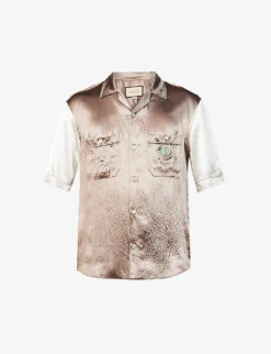 Gucci Hawaii Oversized Satin Bowling Shirt