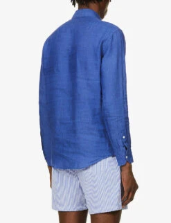 Antonio Regular-fit Cutaway-collar Linen Shirt -Outlet Daily Tops Store R03766975 NAVY ALT03