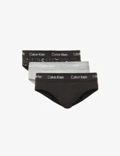 Calvin Klein Logo-print Pack Of Three Stretch-cotton Briefs