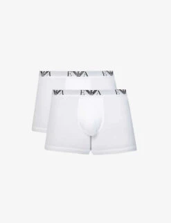 Emporio Armani Pack Of Two Logo-embellished Stretch-cotton Boxers
