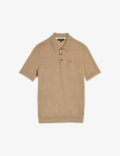 Outlet Daily Tops Store 15 Ted Baker Haworth Flower-embroidered Knitted Wool Polo