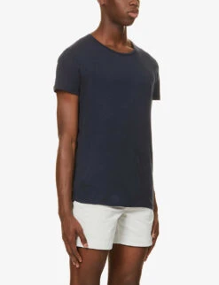 ORLEBAR BROWN OB-T Crewneck Cotton-jersey T-shirt 7 ORLEBAR BROWN OB-T Crewneck Cotton-jersey T-shirt -Outlet Daily Tops Store R03823997 NAVY ALT02
