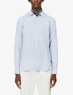 ORLEBAR BROWN Giles Relaxed-fit Linen Shirt 7 ORLEBAR BROWN Giles Relaxed-fit Linen Shirt -Outlet Daily Tops Store R03824004 NAVYWHITE ALT02