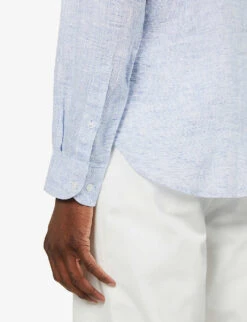 ORLEBAR BROWN Giles Relaxed-fit Linen Shirt 9 ORLEBAR BROWN Giles Relaxed-fit Linen Shirt -Outlet Daily Tops Store R03824004 NAVYWHITE ALT04