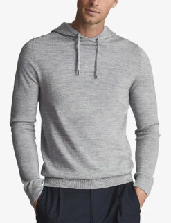 Reiss Holland Long-sleeve Merino-wool Hoody -Outlet Daily Tops Store R03874541 SOFTGREYMOULI ALT02