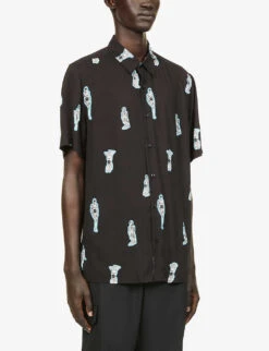 Hugo Graphic-print Short-sleeve Woven Shirt 7 Hugo Graphic-print Short-sleeve Woven Shirt -Outlet Daily Tops Store R03921200 BLACK ALT02