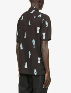 Hugo Graphic-print Short-sleeve Woven Shirt 8 Hugo Graphic-print Short-sleeve Woven Shirt -Outlet Daily Tops Store R03921200 BLACK ALT03