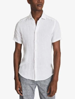 Reiss Holiday Slim-fit Linen Shirt 7 Reiss Holiday Slim-fit Linen Shirt -Outlet Daily Tops Store R03925118 WHITE ALT02