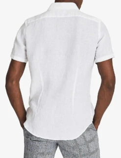 Reiss Holiday Slim-fit Linen Shirt 8 Reiss Holiday Slim-fit Linen Shirt -Outlet Daily Tops Store R03925118 WHITE ALT03