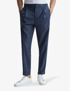 Reiss Brighton Relaxed-fit Tapered-leg Stretch-woven Trousers -Outlet Daily Tops Store R03929439 STEELBLUE ALT02