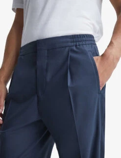 Reiss Brighton Relaxed-fit Tapered-leg Stretch-woven Trousers -Outlet Daily Tops Store R03929439 STEELBLUE ALT04