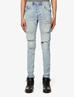 Distressed Slim-fit Stretch-denim Jeans -Outlet Daily Tops Store R03932746 LIGHTINDIGOPAINT ALT02