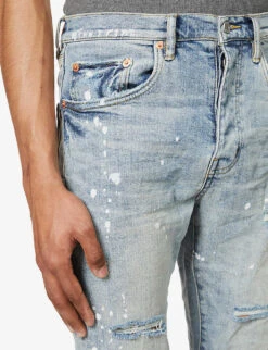Distressed Slim-fit Stretch-denim Jeans -Outlet Daily Tops Store R03932746 LIGHTINDIGOPAINT ALT04