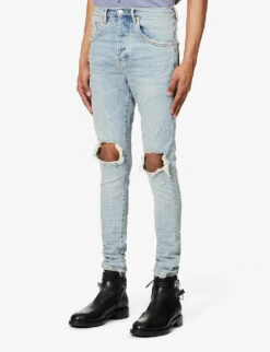 Ripped-knee Regular-fit Stretch-denim Jeans 9 Ripped-knee Regular-fit Stretch-denim Jeans -Outlet Daily Tops Store R03932747 LIGHTINDIGOBLOWOUT ALT02