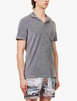 ORLEBAR BROWN Terry Brand-tab Relaxed-fit Cotton Polo Shirt -Outlet Daily Tops Store R03935124 GRANITE ALT02