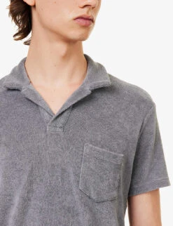 ORLEBAR BROWN Terry Brand-tab Relaxed-fit Cotton Polo Shirt -Outlet Daily Tops Store R03935124 GRANITE ALT04