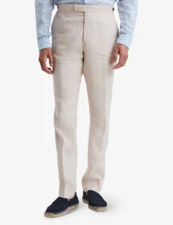 Reiss Kin Straight-leg Mid-rise Linen Trousers 7 Reiss Kin Straight-leg Mid-rise Linen Trousers -Outlet Daily Tops Store R03962211 STONE ALT02
