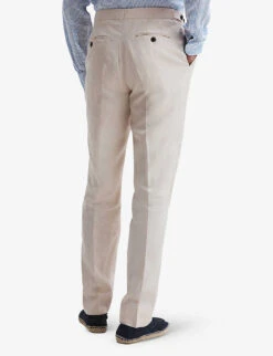 Reiss Kin Straight-leg Mid-rise Linen Trousers 8 Reiss Kin Straight-leg Mid-rise Linen Trousers -Outlet Daily Tops Store R03962211 STONE ALT03