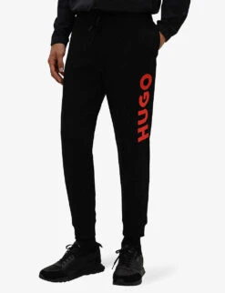 Hugo Logo-print Regular-fit Cotton-jersey Jogging Bottoms -Outlet Daily Tops Store R03966726 BLACK ALT02