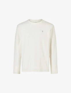 AllSaints Rowe Logo-embroidered Long-sleeved Organic-cotton T-shirt