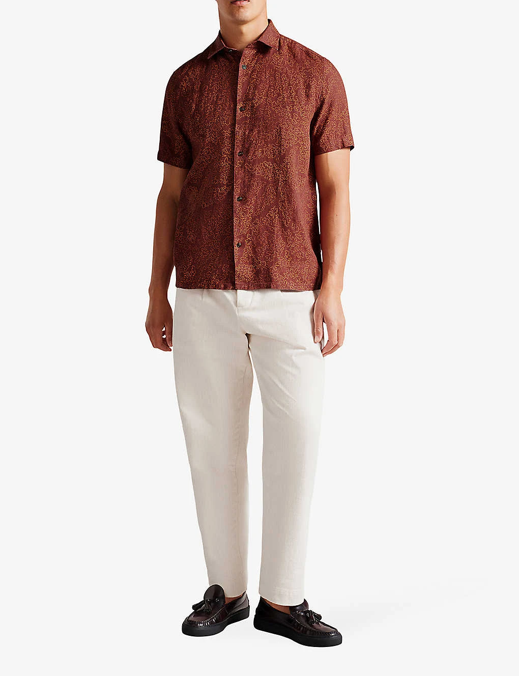 Ted Baker Chapln Coral-print Linen Shirt 2 Ted Baker Chapln Coral-print Linen Shirt - Image 2