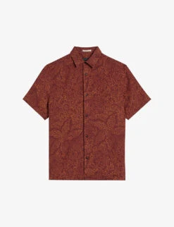 Ted Baker Chapln Coral-print Linen Shirt
