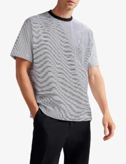 Ted Baker Aegean Striped Cotton T-shirt 6 Ted Baker Aegean Striped Cotton T-shirt -Outlet Daily Tops Store R03971467 WHITE ALT02