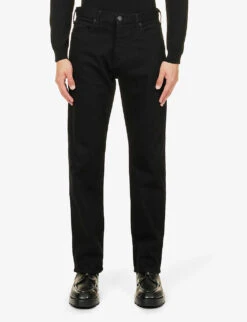 Emporio Armani Straight-leg Regular-fit Stretch-denim Jeans -Outlet Daily Tops Store R03981624 DENIMNERO ALT02