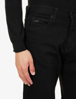 Emporio Armani Straight-leg Regular-fit Stretch-denim Jeans -Outlet Daily Tops Store R03981624 DENIMNERO ALT04