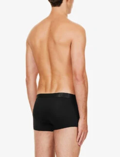 Branded-waistband Stretch-jersey Trunks -Outlet Daily Tops Store R03984236 BLACK ALT02