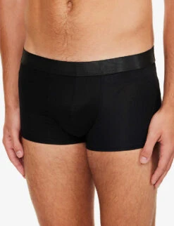 Branded-waistband Stretch-jersey Trunks -Outlet Daily Tops Store R03984236 BLACK ALT03