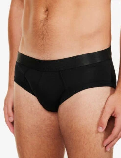 Branded-waistband Stretch-jersey Briefs -Outlet Daily Tops Store R03984249 BLACK ALT03