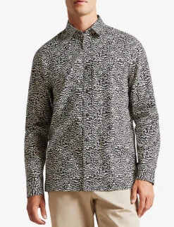 Ted Baker Bramley Abstract-print Cotton-poplin Shirt -Outlet Daily Tops Store R04001635 BLACK ALT02