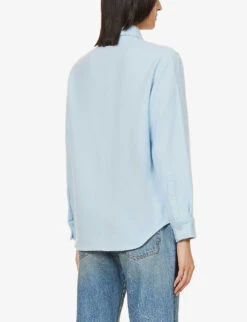 Unisex Moonstone Relaxed-fit Cashmere Shirt -Outlet Daily Tops Store R04001648 FS2AZURE ALT04
