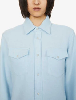 Unisex Moonstone Relaxed-fit Cashmere Shirt -Outlet Daily Tops Store R04001648 FS2AZURE ALT05