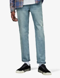 AllSaints Curtis Regular-fit Straight-leg Distressed Jeans -Outlet Daily Tops Store R04002359 LIGHTINDIGO ALT02