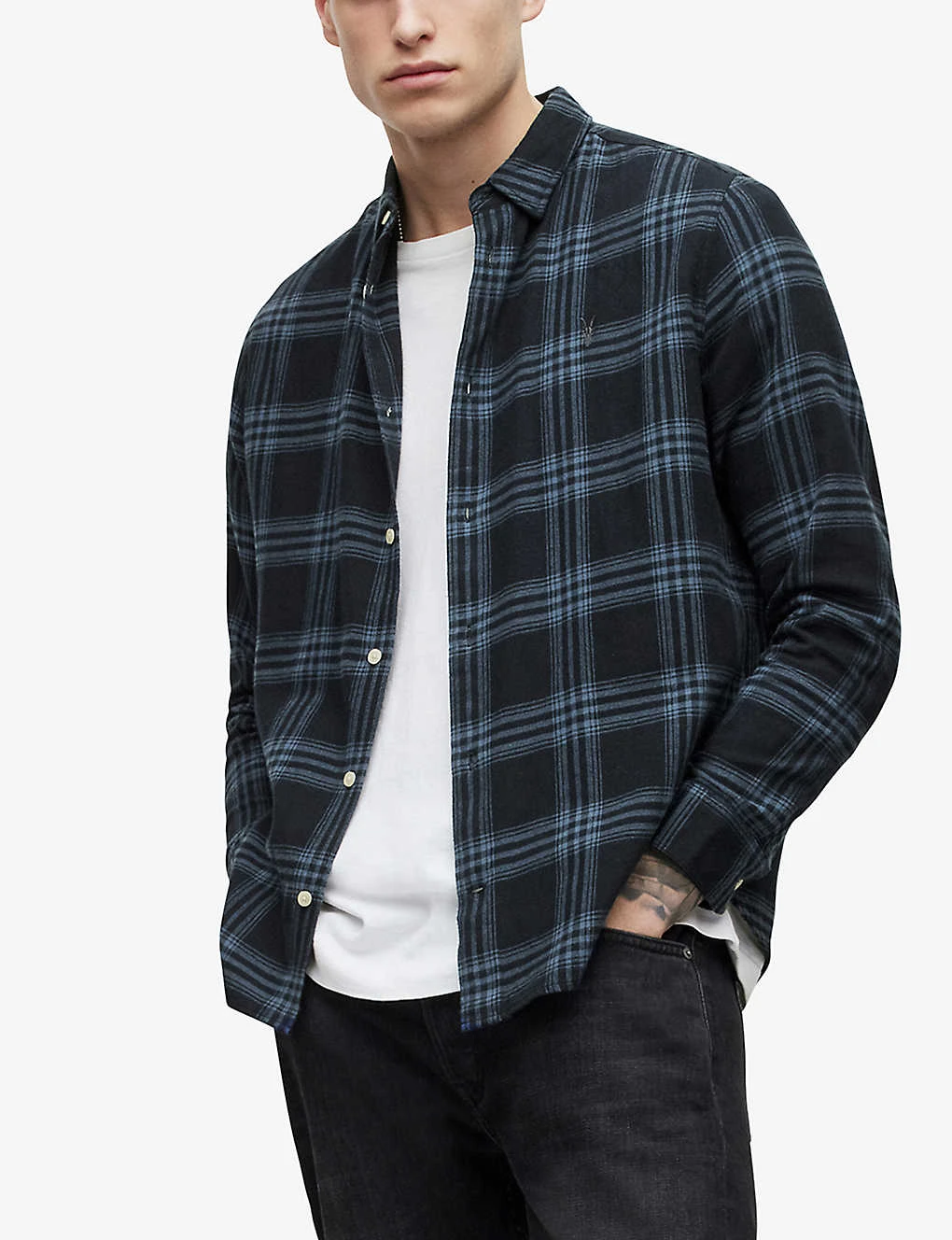 AllSaints Voltana Logo-embroidered Checked Cotton Shirt 3 AllSaints Voltana Logo-embroidered Checked Cotton Shirt - Image 3