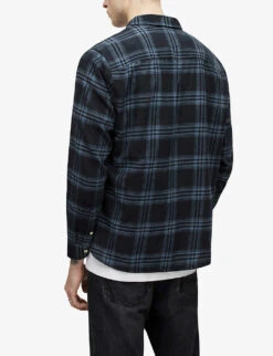 AllSaints Voltana Logo-embroidered Checked Cotton Shirt 7 AllSaints Voltana Logo-embroidered Checked Cotton Shirt -Outlet Daily Tops Store R04002958 INK ALT03